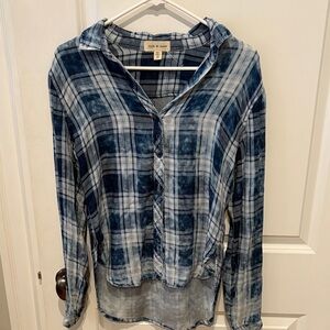 Cloth & Stone Navy and White Plaid Shirt